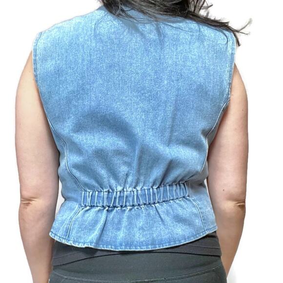 Vintage 90s Denim Brocade Vest Size 10 - Picture 3 of 6